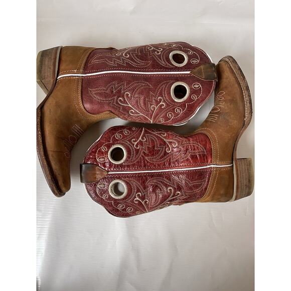 Potrero Laurel Women's Rodeo Square Toe Cowboy Boots Western Red Brown 5 - Picture 4 of 13
